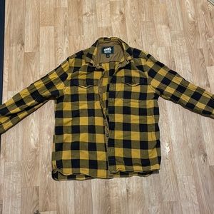 Roots Mens Large Yellow & Black Flannel
